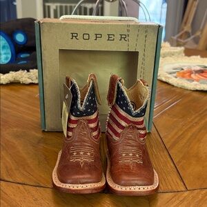 Roper Kids' Patriotic Brown Cowboy Boots